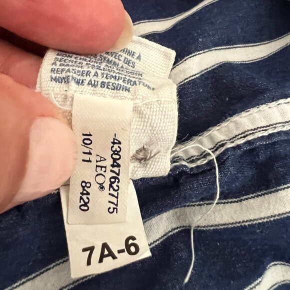 American Eagle Outfitters Cotton Button Down Striped Shirt Vintage Fit - Large - Picture 4 of 11